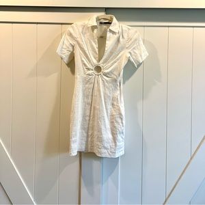 White Linen Collared Mini-Dress